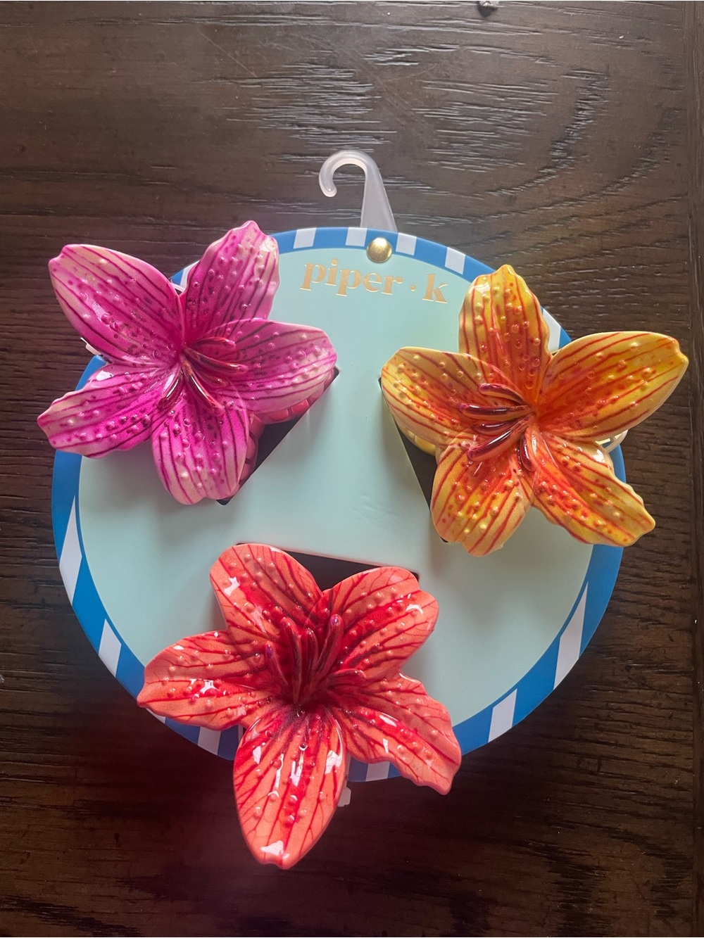 piper·k Floral Flower Clip Set - Pink, Orange, Red